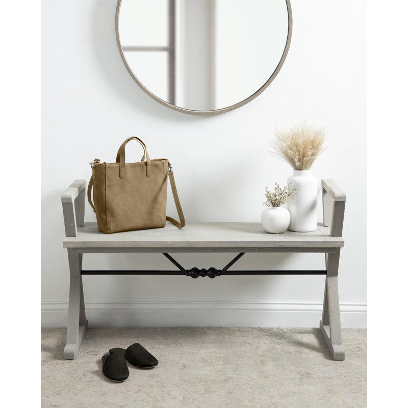 Petrin Entryway Bench, 25.75" H x 42" W x 15" D, Gray