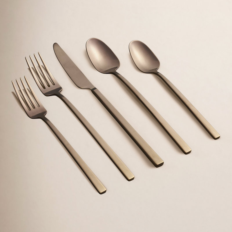 Loretta 20-Piece Stainless Steel Flatware Set, Copper Satin