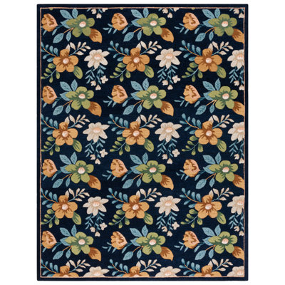Rolman Hand Tufted Wool/Cotton Performance Floral Rug in Beige/Green/Blue