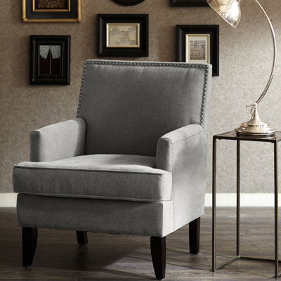 Stylish Grey Track Arm Chair, High Foam Padding, Upholstery, Birch Legs, Home Interior Element Chair - Grey, Style, High Density Seat, , Legs With Fin