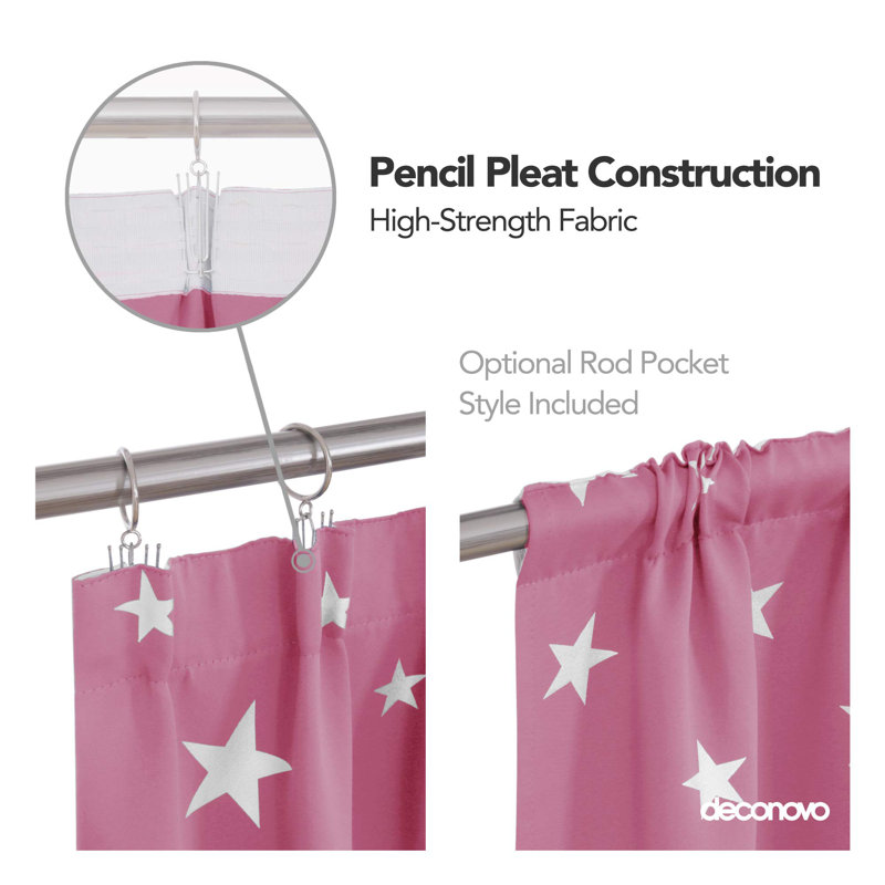 Polyester Blackout Pinch Pleat Curtain Pair, 52cm Width x 242cm Drop