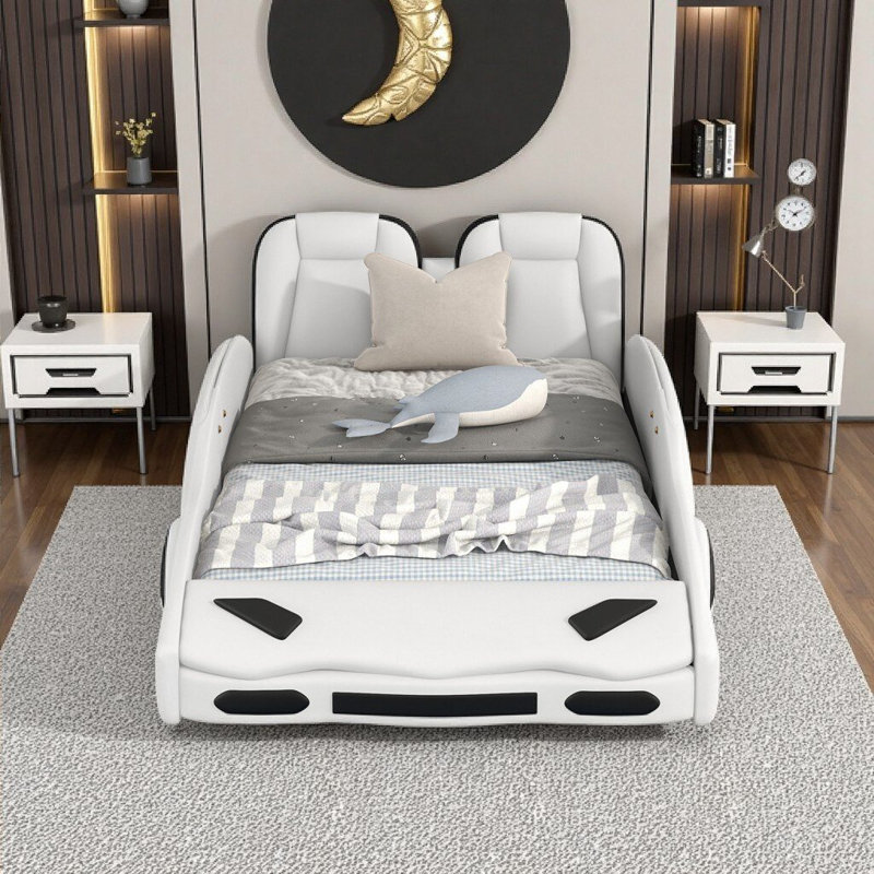 Lit plateforme avec roulettes White, Blanc