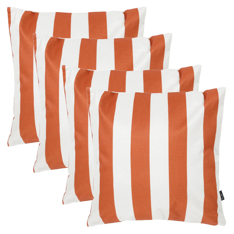 Indoor / Outdoor Square Cushion, Terracotta/White Striped