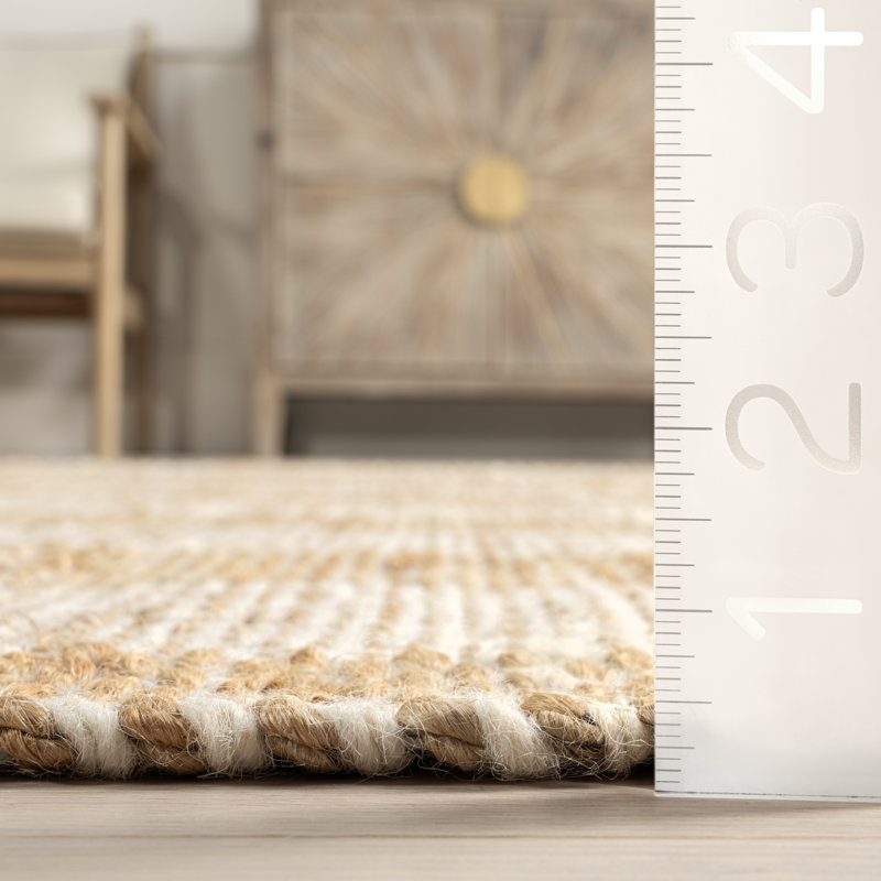 Handmade Beige and Light-Brown Wool and Jute 8' x 10' Area Rug