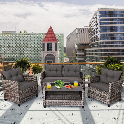 Jumpol 4 - Person Patio Conversation Set with Cushions