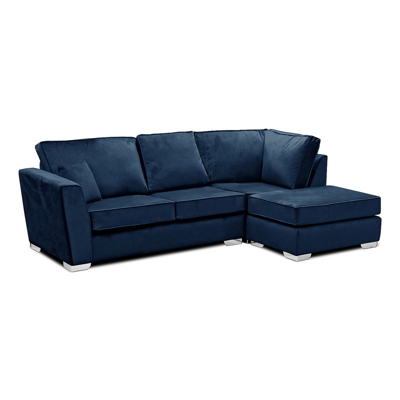 Quade 4 Seater Velvet Corner Sofa , Right Hand Facing, Navy
