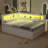 Upholstered Platform Bed with USB Ports,Trundle and LED Belt-1936338901