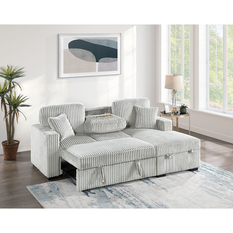 2-Piece Convertible Sectional, Smoke Corduroy