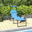Chaise de bronzage de randonnée bleue avec coussin - Chaise longue pliante réglable pour profiter de la piscine