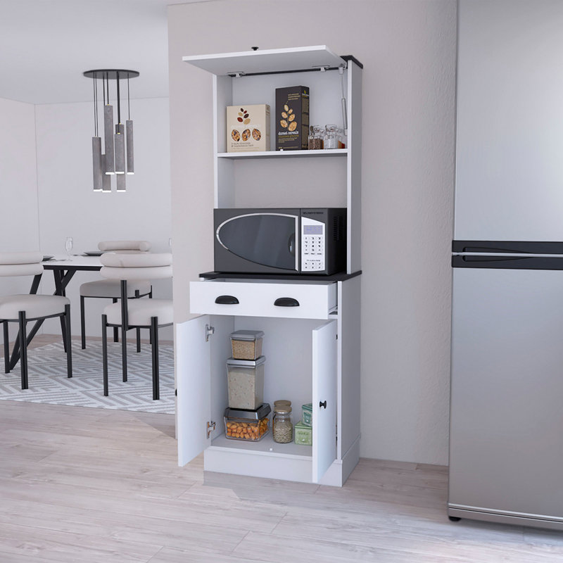 Kitchen Storage, 2-Cabinet Kitchen Pantry, White/Black