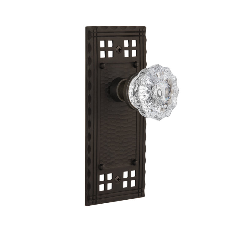 Craftsman Plate with Crystal Door Knob, Oil-Rubbed Bronze, 2-3/4"