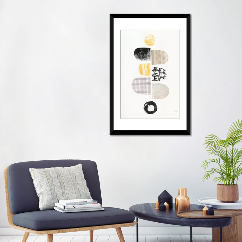 « mod neutrals i », impression sur toile, H 24 po x l 16 po x P 1 po, Papier avec cadre noir, Blanc