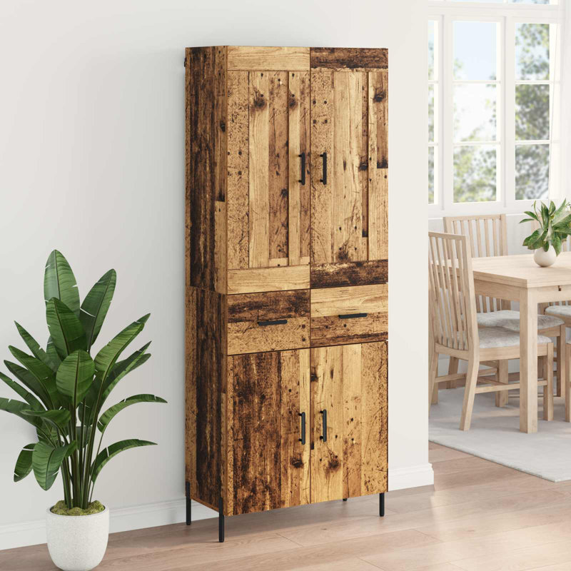  Highboard 2 Pcs Old Wood Engineered Wood, Old Wood