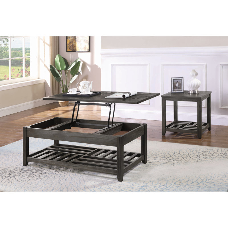 Aydia Rectangular Coffee Table with Lift Top in Gray