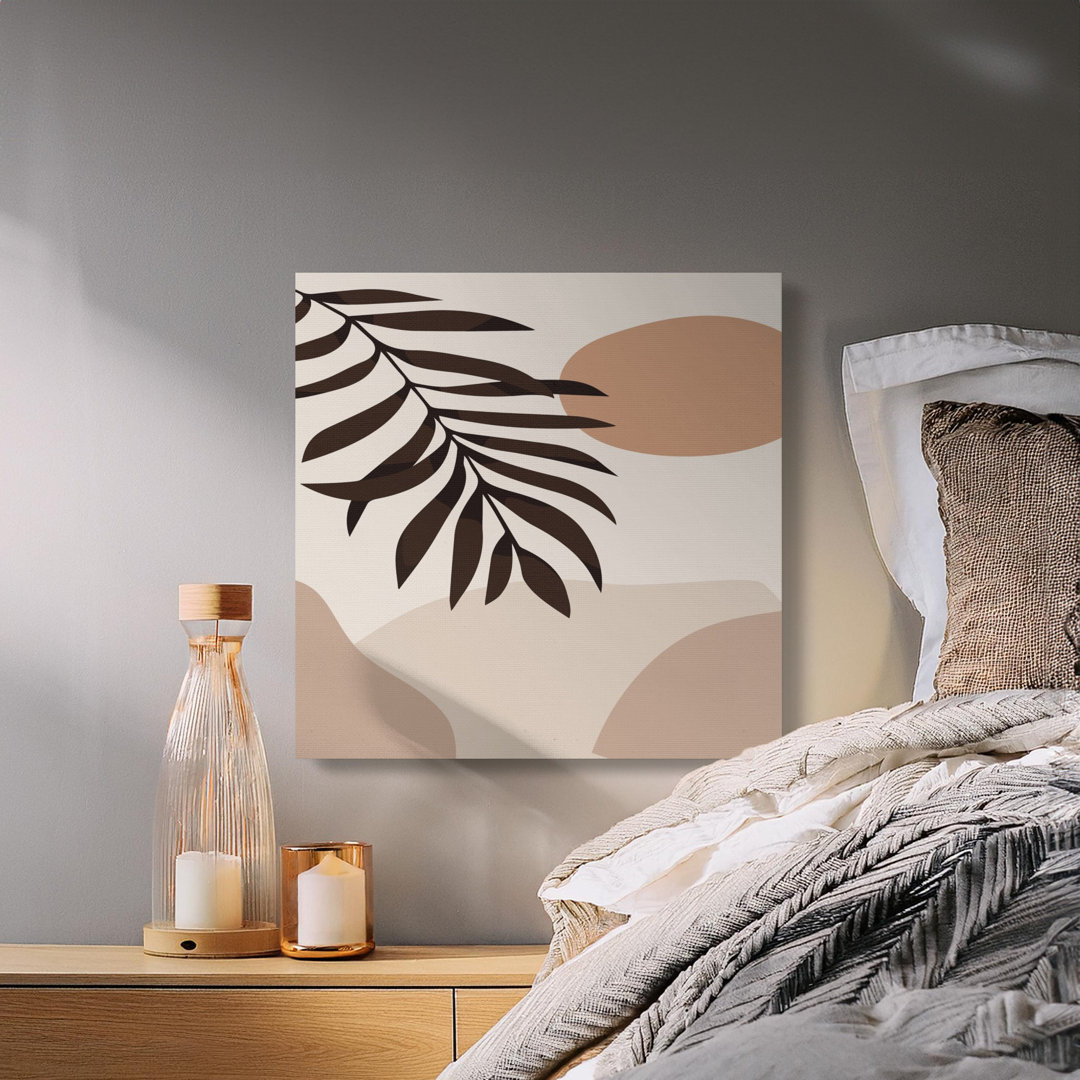 Boho Leaf Canvas Wall Art, Abstract Botanical Print, Modern Decor, Gallery Wrapped, Ready to Hang, Archival Inks, Neutral Tones Canvas