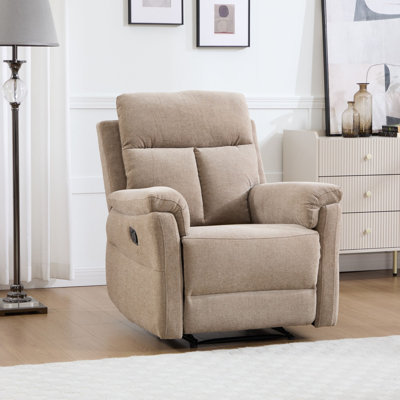 34.3" Wide Plush Upholstered Manual Recliner With Ergonomic Armrests