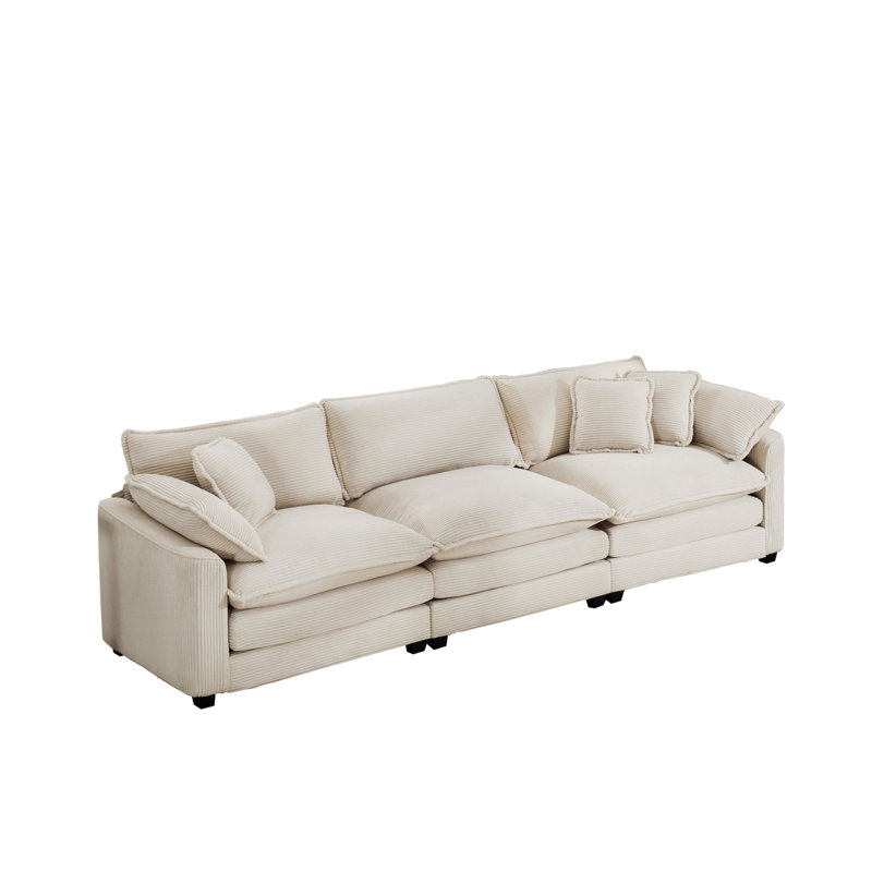 Canapé Bequette, H 34 po x l 114,5 po x P 34,5 po, 3, Velours côtelé vert