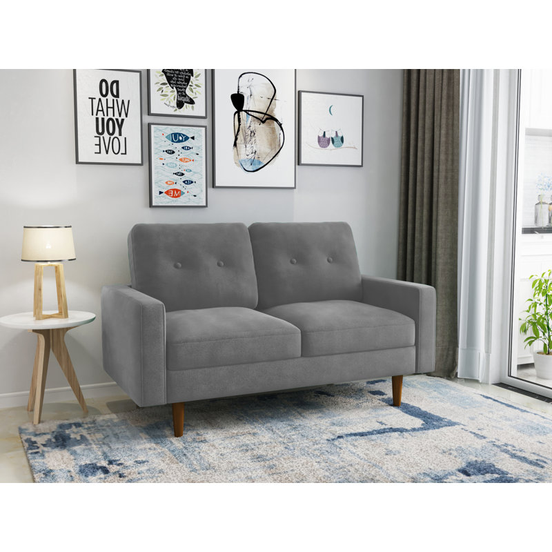 58'' Velvet Loveseat, Gray Velvet 