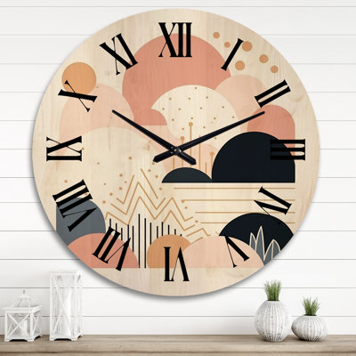 Horloge murale surdimensionnée géométrique en bois rose