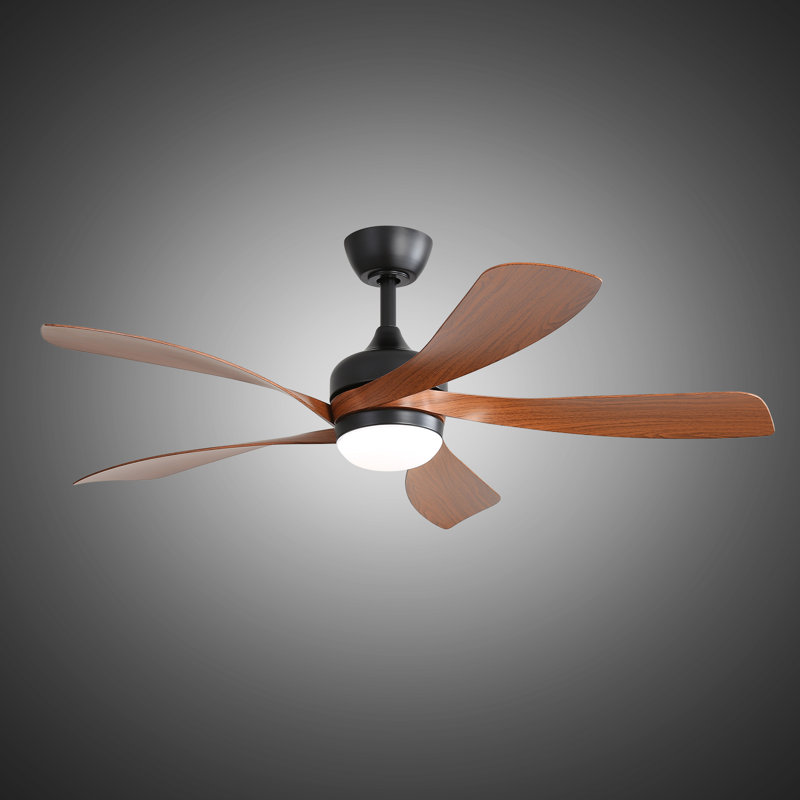 Damecia 52'' Modern Ceiling Fan with LED Light and Remote Control, Black/Brown