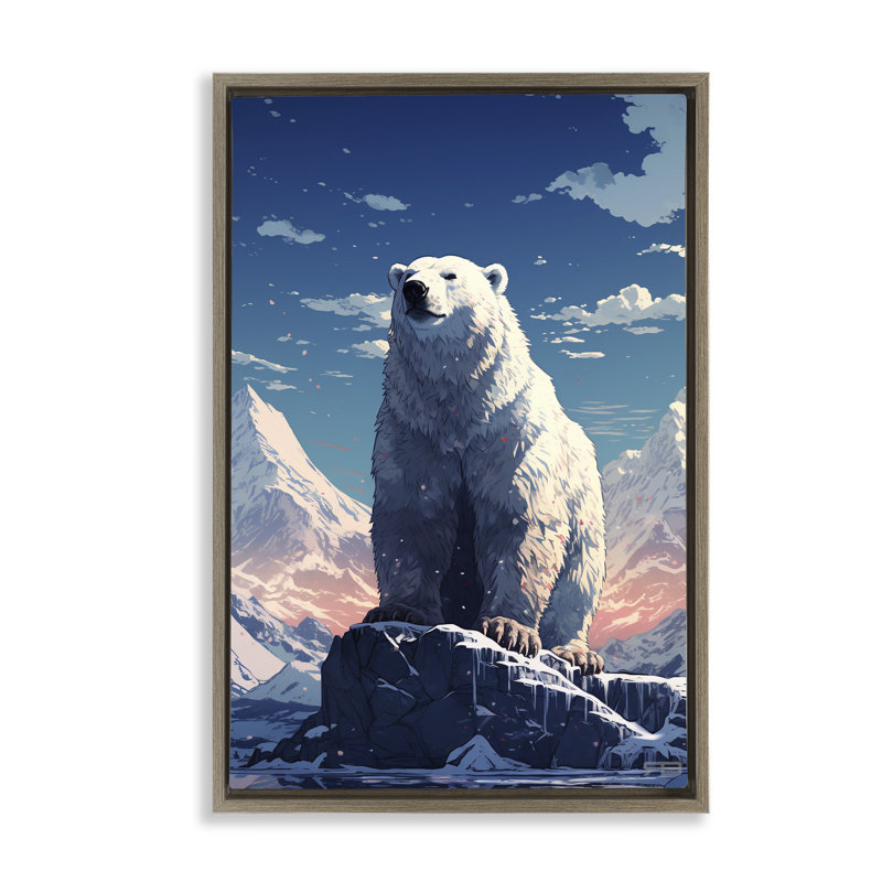 Toile flottante encadrée «Snowy» par Roozbeh Bahramali, Cadre flottant orme Montalcino, H 31 po x l 21 po