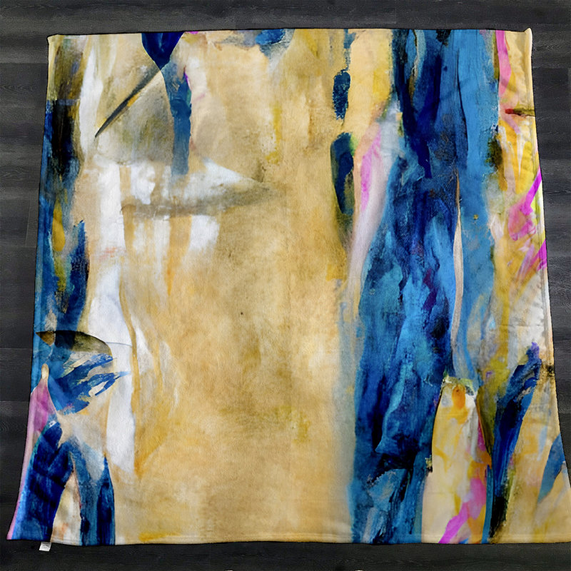 Throw Blanket, 68" W x 80" L, Marble/Abstract, Yellow/Blue/Pink