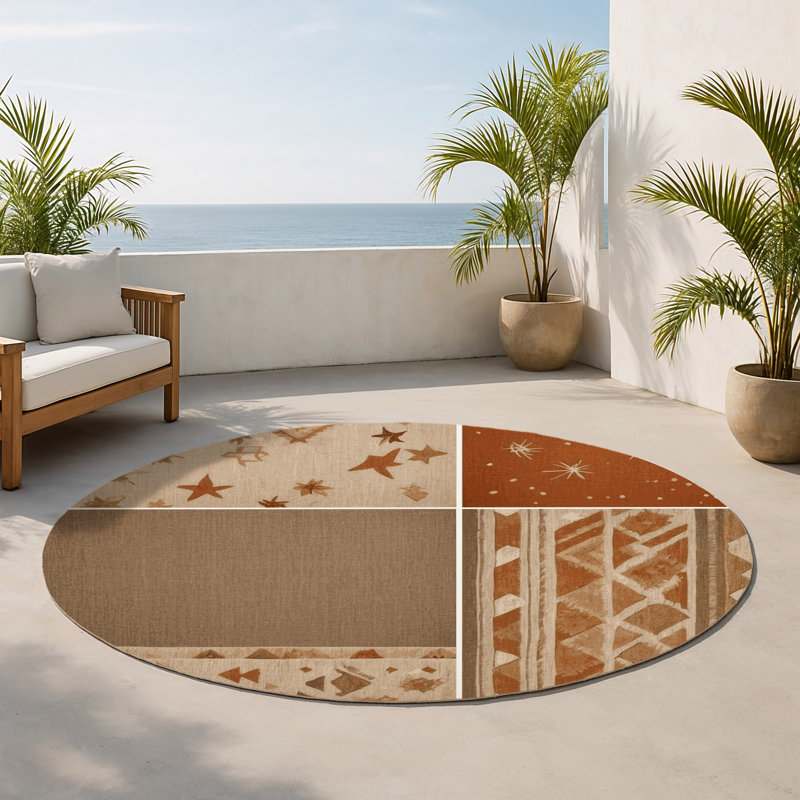 Tapis intérieur et extérieur Sunburst Vista, Rond 5 pi