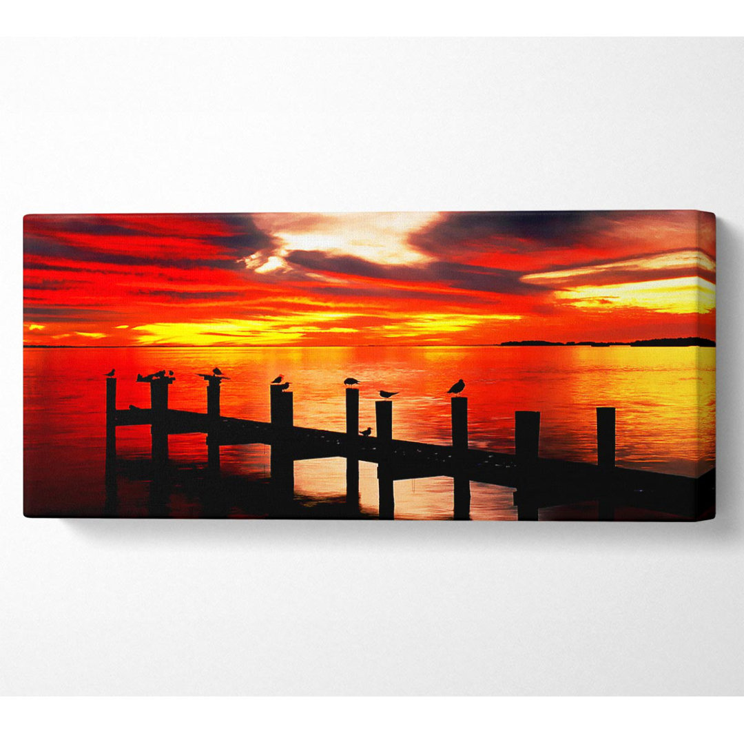 Pier Fire Sky - Wrapped Canvas Kunstdrucke