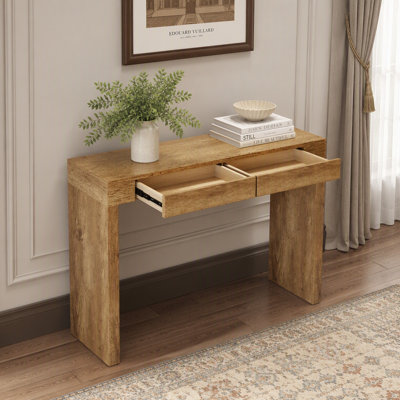 Elegant Natural Wood Grain Bar Table-50 Inches Long, a Practical Choice for Modern Homes.Wood Grain Texture Sticker,Equipped With Two Drawers.Serving As A Bar Table Or A Desk.