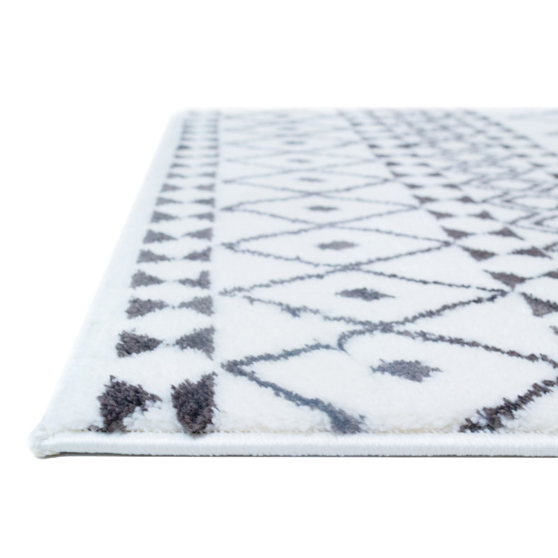 Tapis géométrique blanc / bleu Berwick, Rectangle 3 pi 4 po x 5 pi