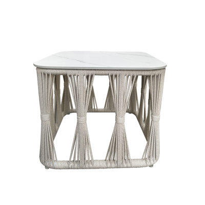 Table de bout d'extérieur en pierre blanche, partie supérieure