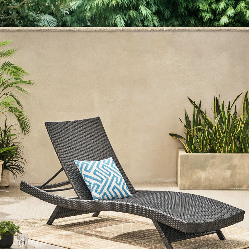 Chaise longue extensible et extensible en PE - gris relaxant, imperméable, structure