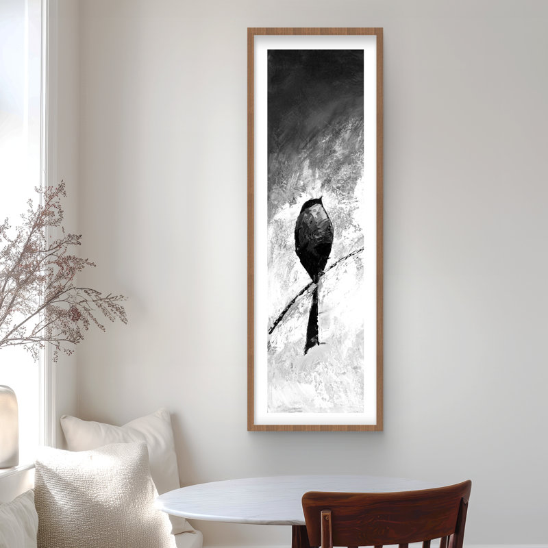 Four Birds Perched - Monochrome Framed Print for Home Decor