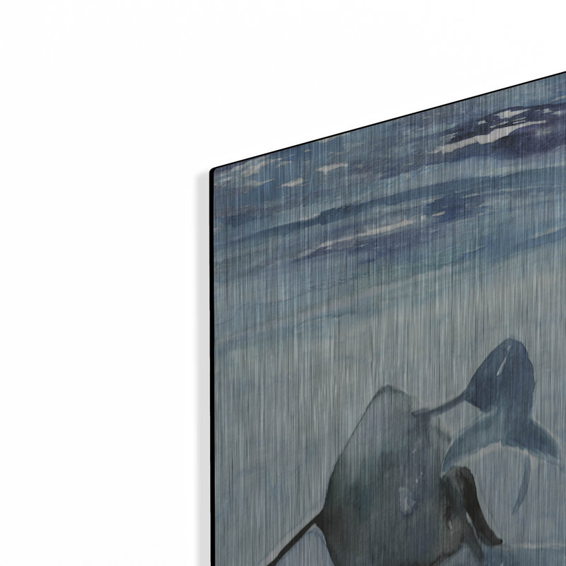 "Dolphin And Calf" par Stellar sur métal, H 24 po x l 16 po