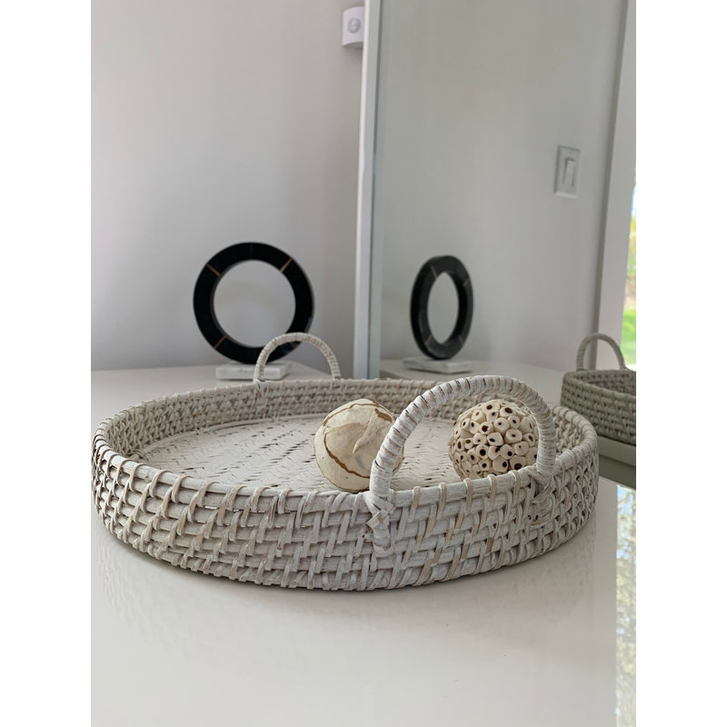 Araan Wicker Tray, 1.5" H x 14" W x 14" D, White