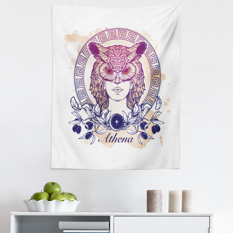 Circular Greek Myths Woman in an Owl Tapestry, 71.12cm H x 58.42cm W