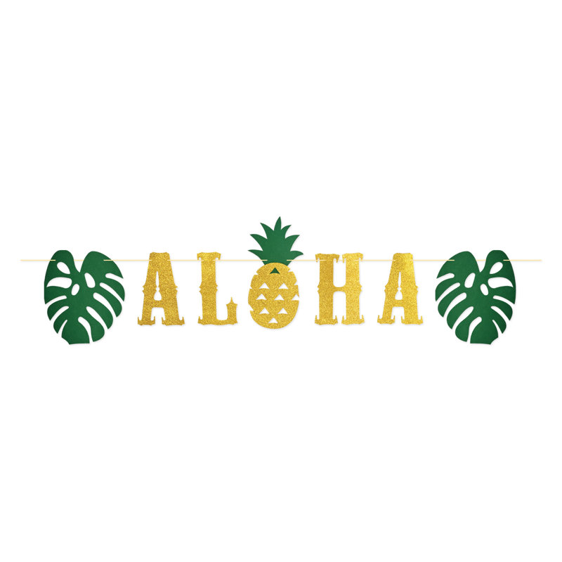 Banderole Aloha scintillante - 16 po x 6 pi - paquet de 12