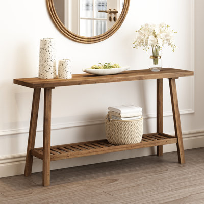 Solid Reclaimed Wood Console Table with Shelf