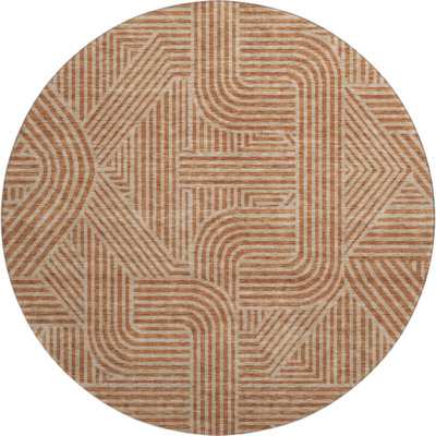 Premium Machine Washable Prisco Terracotta Rug