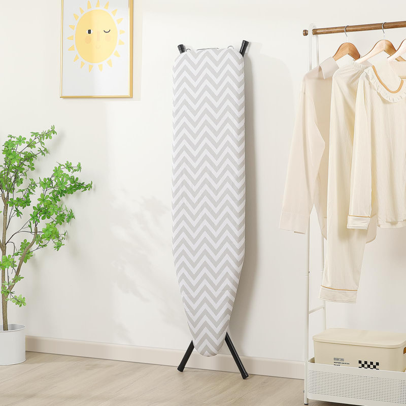 Full-Size Ironing Board, 4-Leg Fold-Up, Chevron Removable Cover
