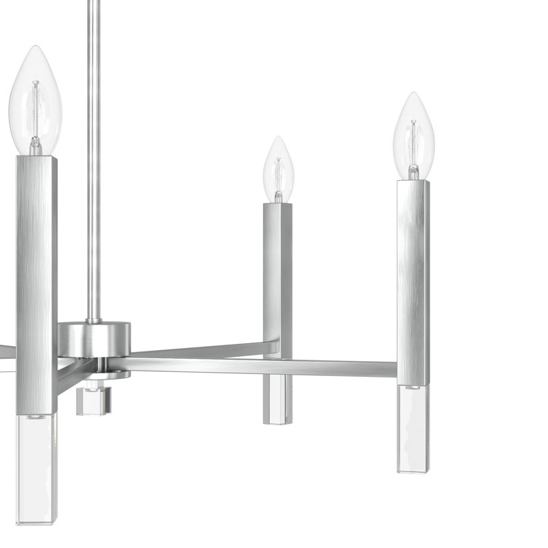 Luminaire lustre 5 lumières Hunter Sunjai, Nickel brossé