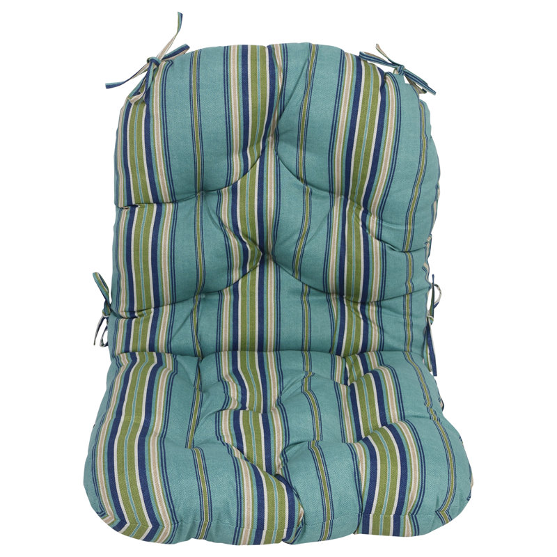 Outdoor 6'' Seat / Back Cushion, Blue/Green Striped
