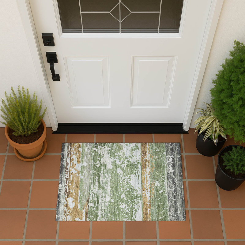 Tapis intérieur / extérieur lavable à la machine Lanphear ACN2398, Rectangle 1 pi 8 po x 2 pi 6 po