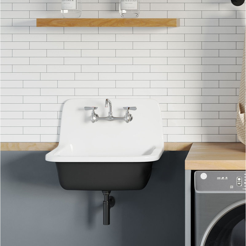 Loire 22" Wall Hung Bathroom Sink in Black Cast Iron