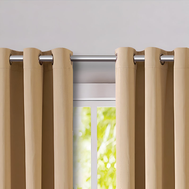 Cariya Small Window Eyelet Blackout Thermal Curtains  – Light Blocking & Energy Efficient, Beige, 117cm Width x 137cm Drop