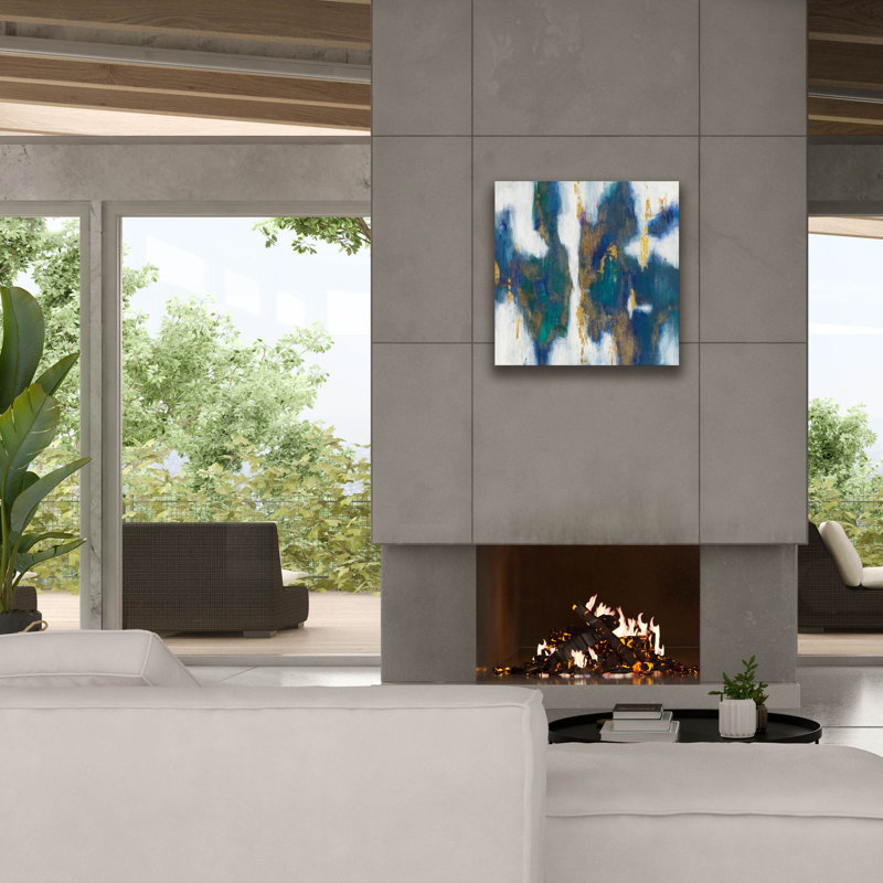 «Blue Texture 1 Gold» par Danhui Nai, art mural sur toile, H 26 po x l 26 po