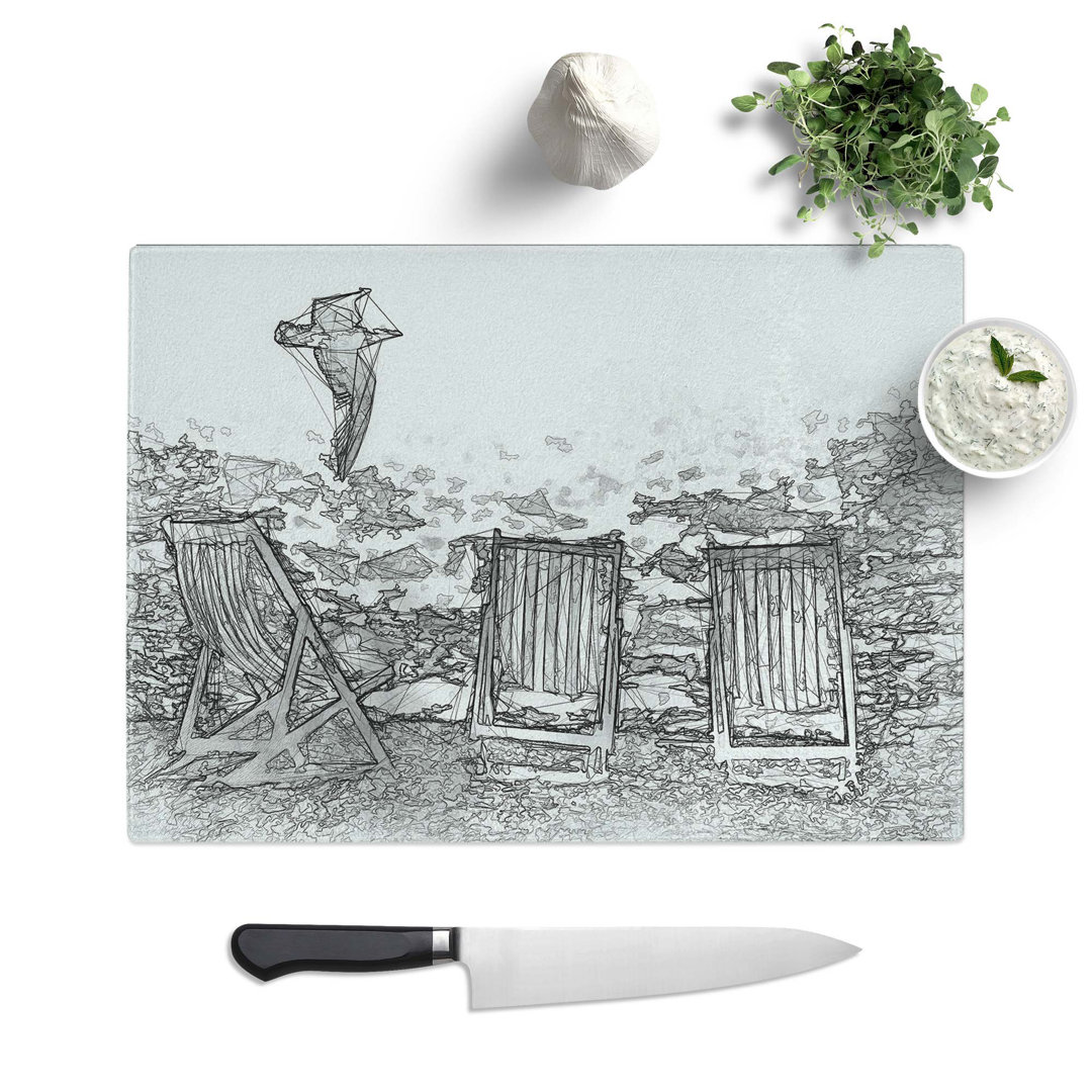 Tempered Glass Seagull Flying over Brighton Beach Chopping Board
