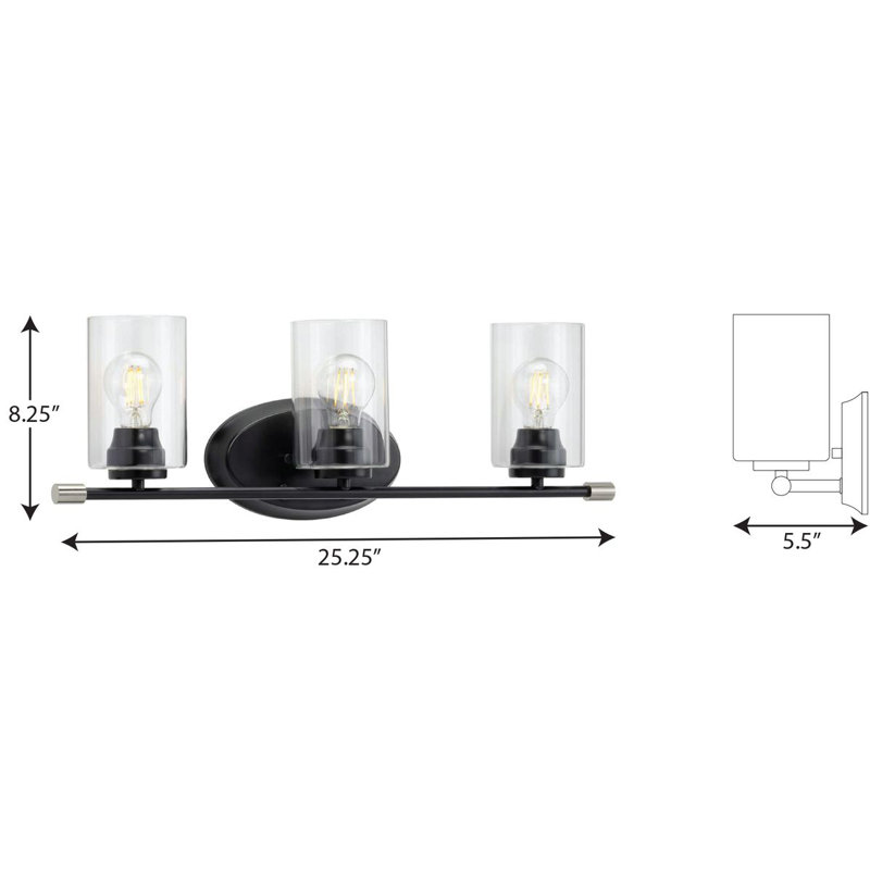 Éclairage pour meuble-lavabo à intensité variable Maksymilian, Noir