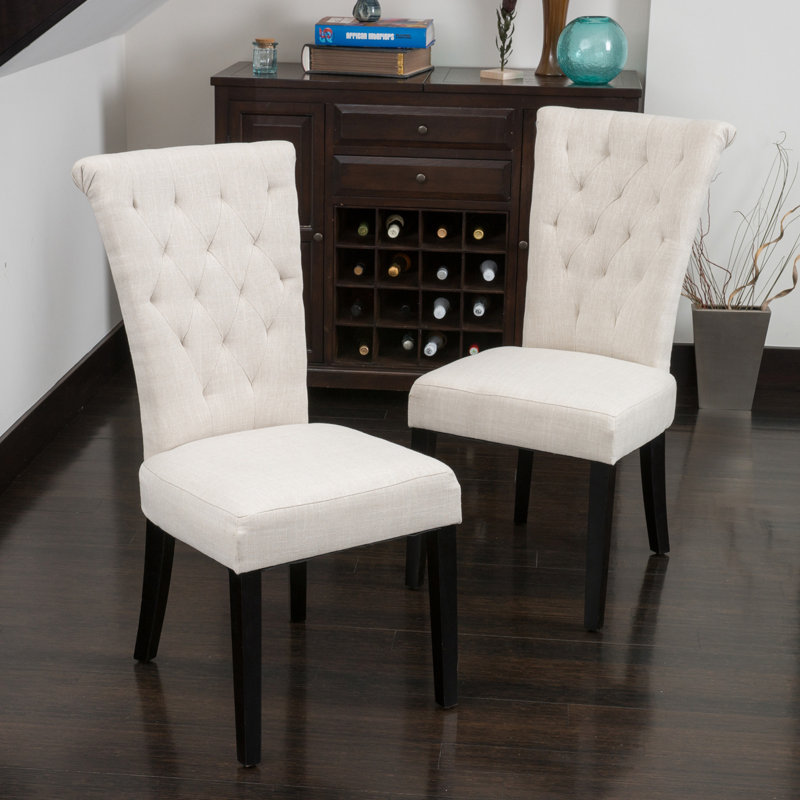 Crittenden Tufted Side Chair, Light Beige Velvet