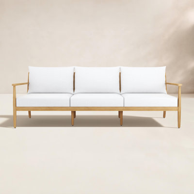 Juniper 85" Teak Sofa, White Cushions